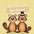 Wedding of marmots Royalty Free Stock Photo