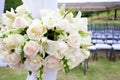 Wedding marquee with bouquets Royalty Free Stock Photo