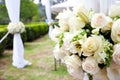 Wedding marquee with bouquets
