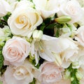 Wedding marquee with bouquets Royalty Free Stock Photo