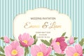 Wedding invitation anemone hellebore pink flowers