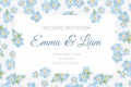 Wedding invite forget-me-not myosotis floral frame
