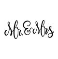 Wedding marriage sign Mr and Mrs with ampersand and flourishes. Modern calligraphy for bride and groom. Wedding lettering design