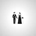 Wedding Married couple. Bride and Groom isolated simple icon