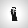 Wedding Married couple. Bride and Groom isolated simple icon