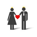 Wedding married couple simple icon. Flat vector illustration isolated on white