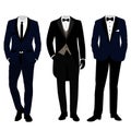 Wedding men`s suit and tuxedo. Collection. Royalty Free Stock Photo