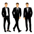 Wedding men`s suit and tuxedo. Collection. Royalty Free Stock Photo