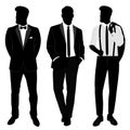 Wedding men s suit and tuxedo. Gentleman. Collection. Royalty Free Stock Photo