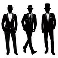 Wedding men s suit and tuxedo. Gentleman. Collection. Royalty Free Stock Photo