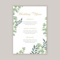 Wedding menu with hand painted floral design