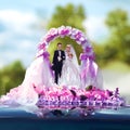 Wedding miniature figurines of the bride and groom Royalty Free Stock Photo