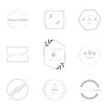 Wedding monogram collection, Modern Minimalistic templates for Invitation cards, Save the Date, Logo identity Royalty Free Stock Photo