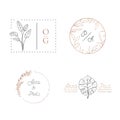 Wedding monogram vector collection, modern minimalistic floral templates, wreath for Invitation