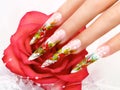 Wedding nails design. Royalty Free Stock Photo