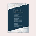 Wedding navy invitations and Card Template Design with Painted canvas indigo and gold foil in luxurious Turquoise And