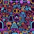 Wedding Neon Seamless Pattern