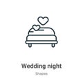 Wedding night outline vector icon. Thin line black wedding night icon, flat vector simple element illustration from editable Royalty Free Stock Photo