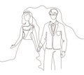 Wedding - one line design style illustration