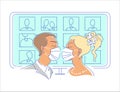 Wedding live stream with virtual online guests illustration