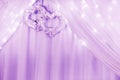 Wedding ornament with two hearts and curtain and lights. Royalty Free Stock Photo