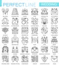 Wedding outline concept symbols. Perfect thin line icons. Modern linear stroke style illustrations set. Royalty Free Stock Photo