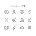 Wedding outline icon set. object of marriage illustration with love symbol collection. Royalty Free Stock Photo