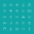 Wedding outline icon set. Vector illustration, flat style.