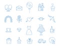 Wedding outline married engagement groom bride icons vector illustration. Royalty Free Stock Photo