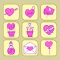 Wedding outline icons vector illustration married celebration groom invitation elements valentine day hand drawn Royalty Free Stock Photo
