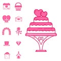 Wedding outline married engagement icons vector illustration. Royalty Free Stock Photo