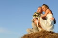 Wedding pair on mow Royalty Free Stock Photo