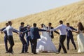 Wedding party at Burana tower ruins, Kyrgyzstan