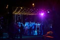 Wedding party dancing at night, outdoor weddings