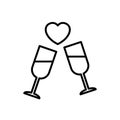 Wedding party drink icon. glass with love graphic illustration. simple clean monoline symbol