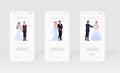 Wedding party mobile application pages set. flat vector illustration Royalty Free Stock Photo