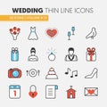 Wedding Party Thin Line Icons Set