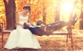 Wedding photo of bride and groom Royalty Free Stock Photo