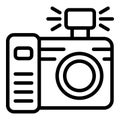 Wedding photo camera flash icon, outline style Royalty Free Stock Photo