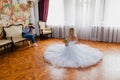 Wedding photographer is shooting portrait of the bride Royalty Free Stock Photo