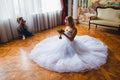 Wedding photographer is shooting portrait of the bride