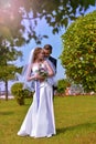 Wedding photography. The bride and groom in nature. Royalty Free Stock Photo