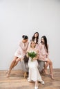 wedding photography, cultural diversity, four women Royalty Free Stock Photo