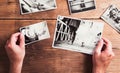 Wedding photos on a table