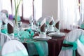 Wedding place whith decoratd chairs Royalty Free Stock Photo