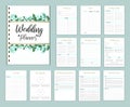 Wedding planer organizer with checklist, wish list, party time etc. Floral diary design for wedding organisation. Vector wedding