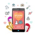 Wedding Planner Concept Mobile Phone App. Vector Royalty Free Stock Photo