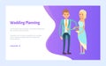 Wedding planning, Broom in Suit and Bride in Dress Royalty Free Stock Photo