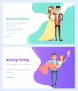 Wedding Planning Man and Woman, Bouquet of Flowers Royalty Free Stock Photo