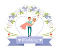 Wedding Bride in Grooms Hands Vector Illustration